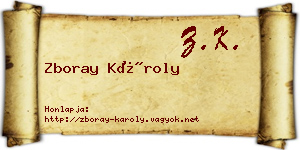 Zboray Károly névjegykártya
