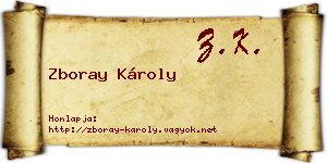 Zboray Károly névjegykártya